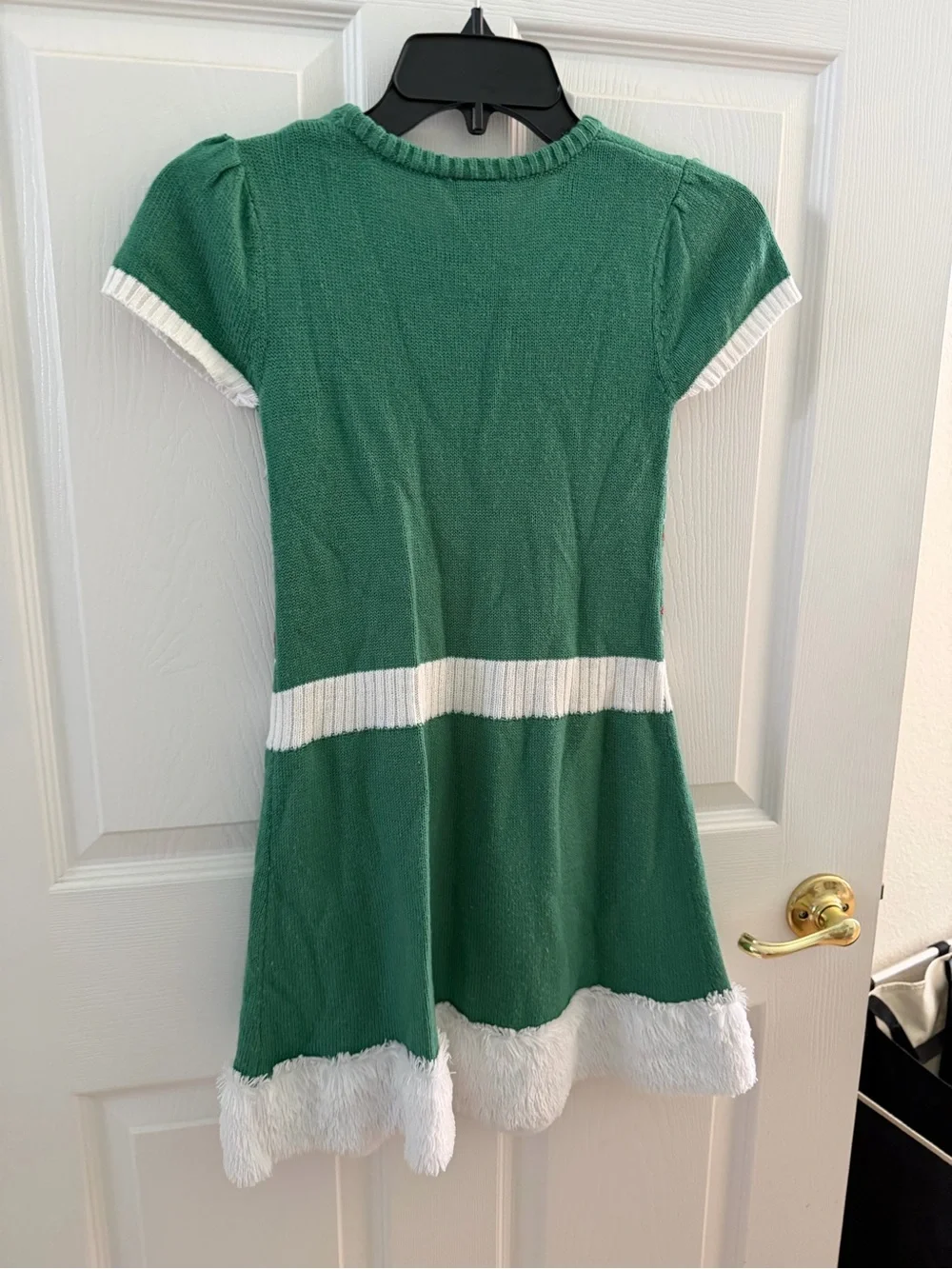 Star Wars Green Knit Grogu Holiday Dress with White Trim